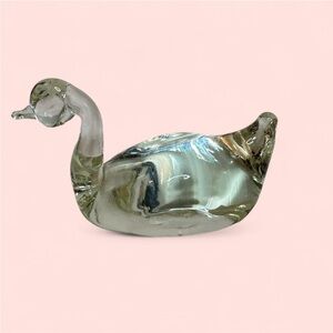 Clear Glass Swan Paper Weight